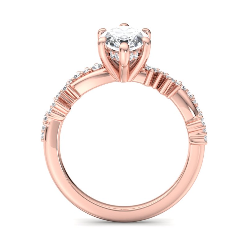 Classic Sparkle Pavé Marquise Lab Grown Diamond Center Engagement Ring