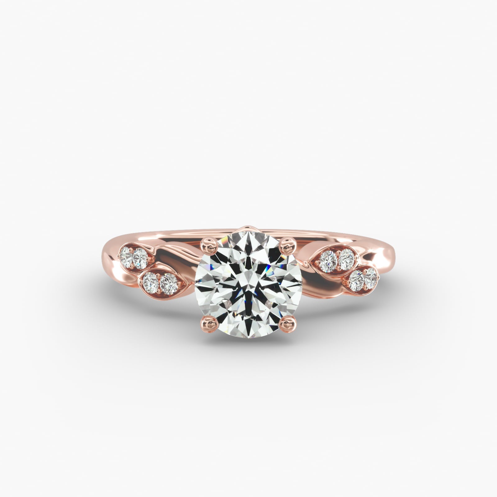 Floral Twist Cluster Round Lab Grown Diamond Center Engagement Ring