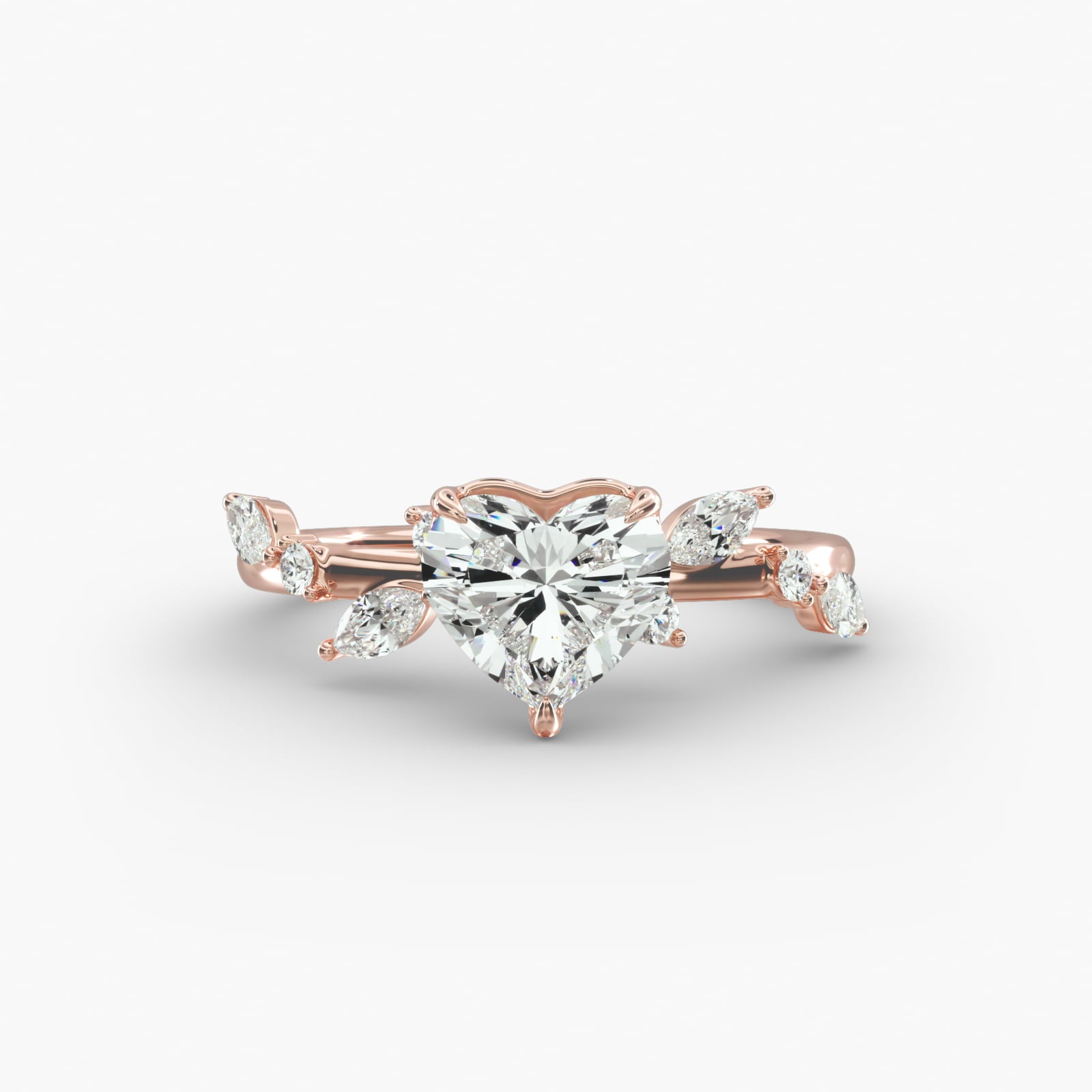 Symphony of Light Floral Heart Lab Grown Diamond Center Engagement Ring