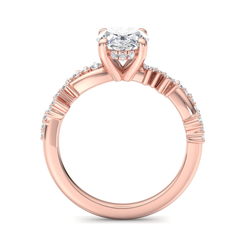 Classic Sparkle Pavé Oval Lab Grown Diamond Center Engagement Ring
