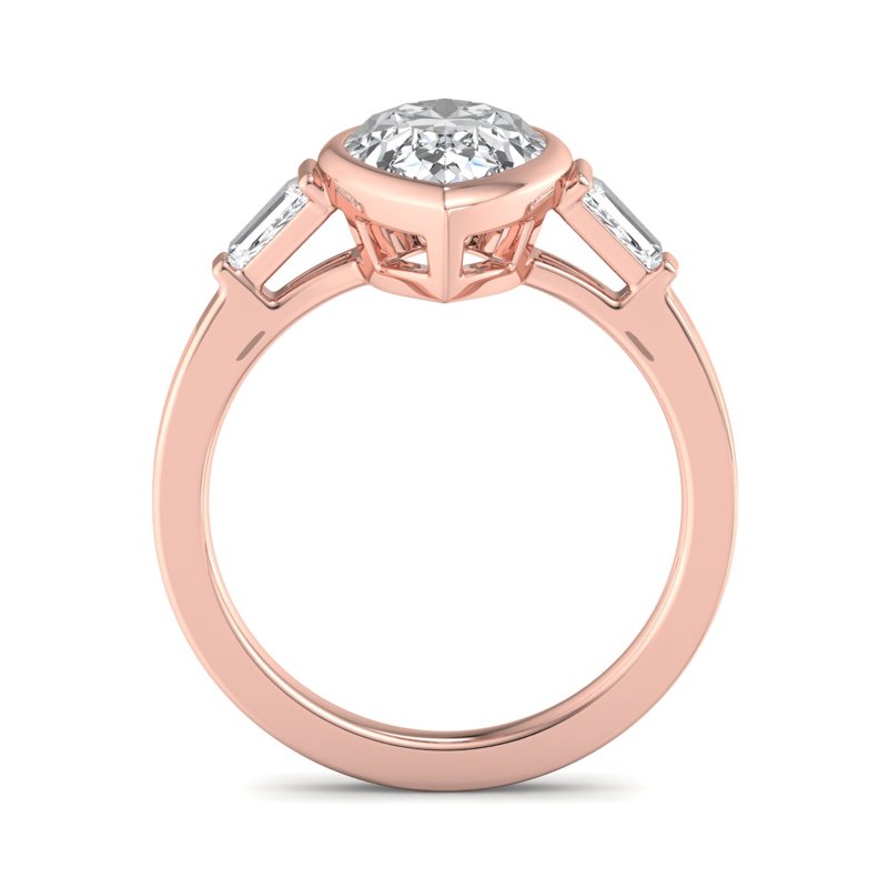 Timeless Bezel-Set Pear Lab Grown Diamond Center Engagement Ring