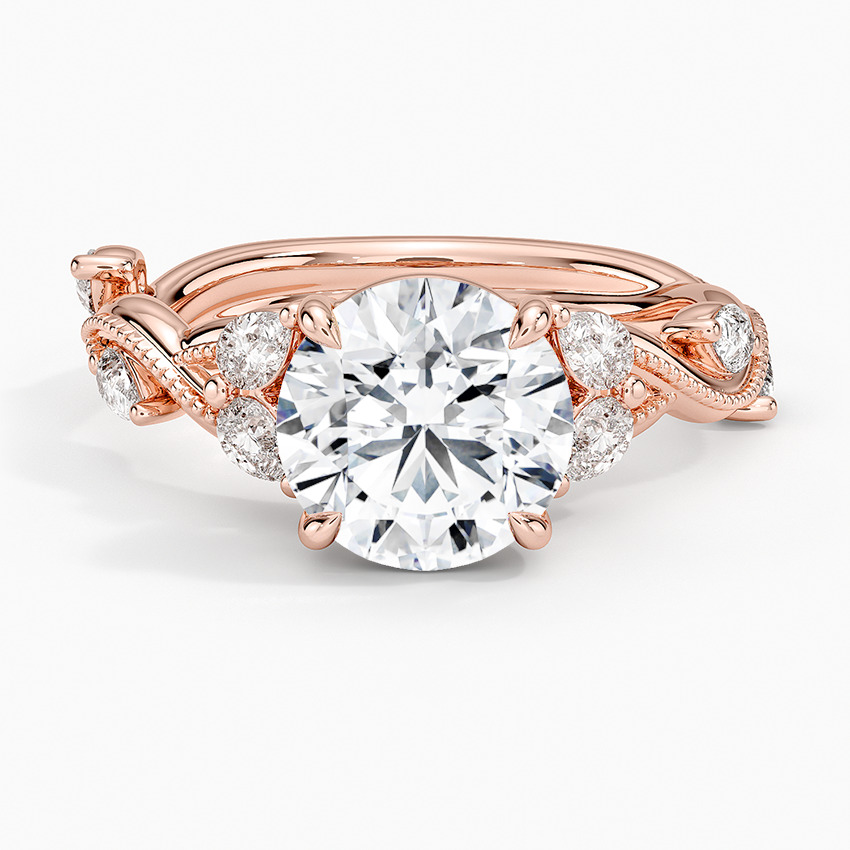 Vine Twist Milgrain Round Lab Grown Diamond Center Engagement Ring