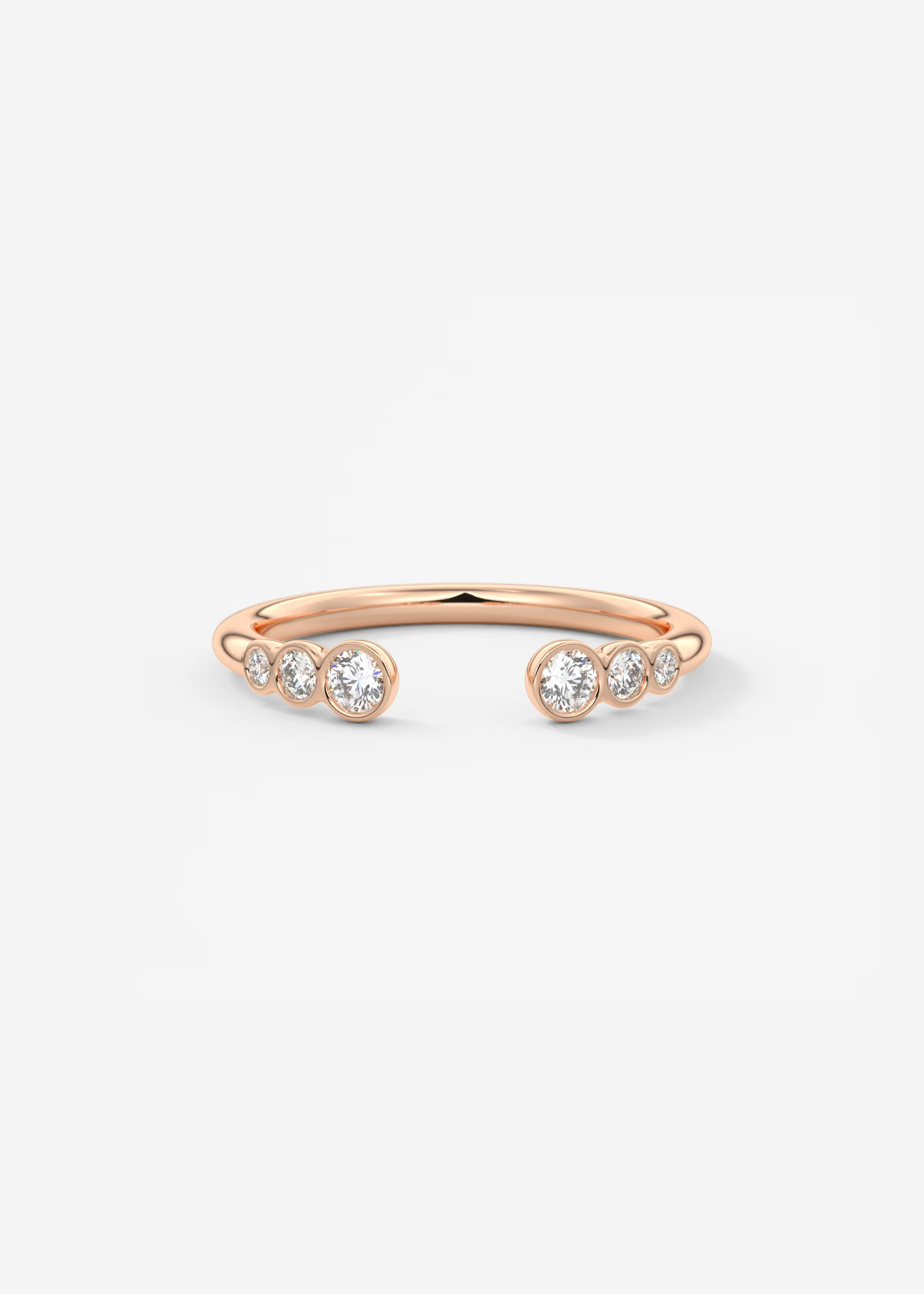 Gold Open Band with Graduated Round Lab‑Grown Diamonds