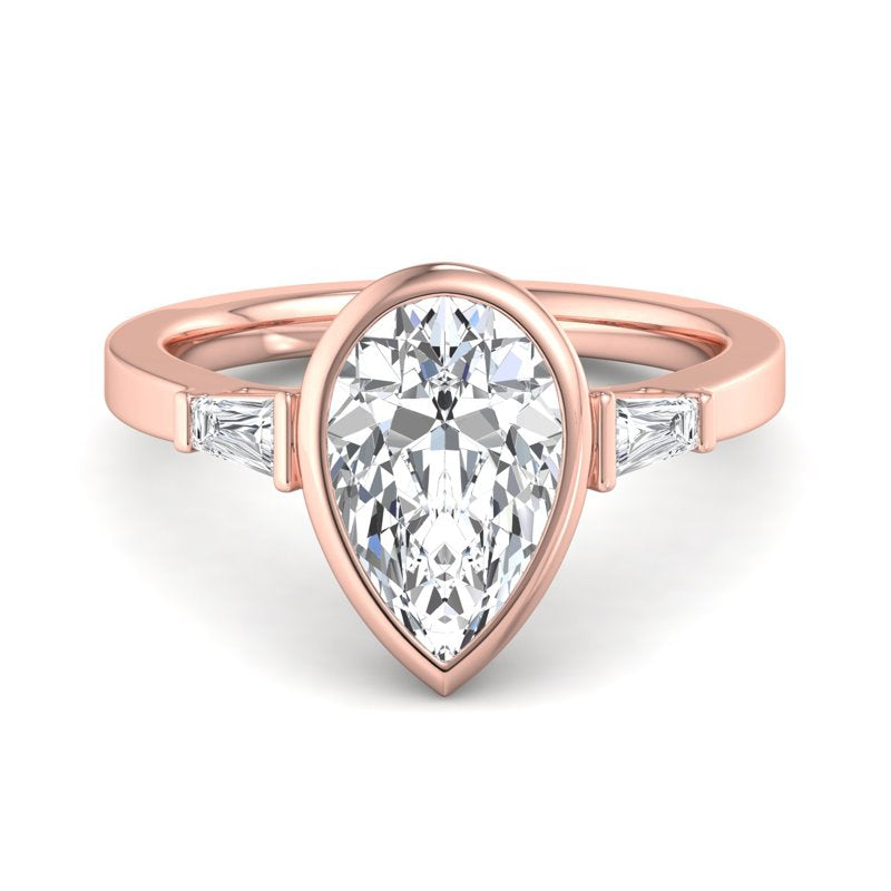 Timeless Bezel-Set Pear Lab Grown Diamond Center Engagement Ring