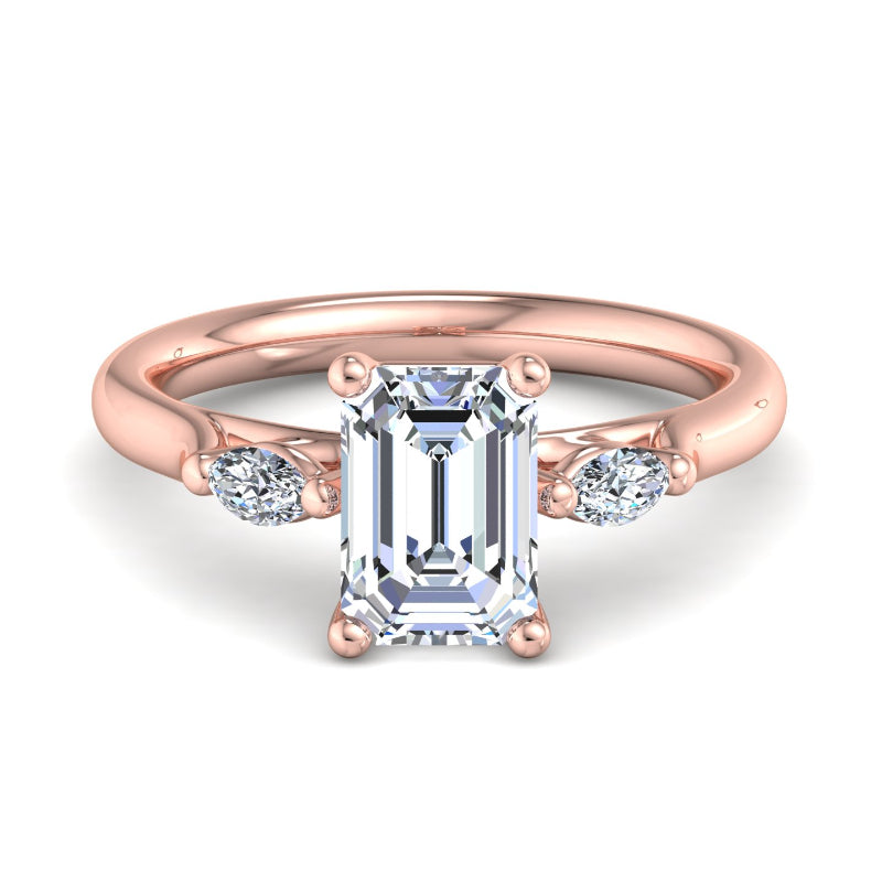 Classic Emerald-Cut Center with Side Accents Lab Grown Diamond Center Engagement Ring