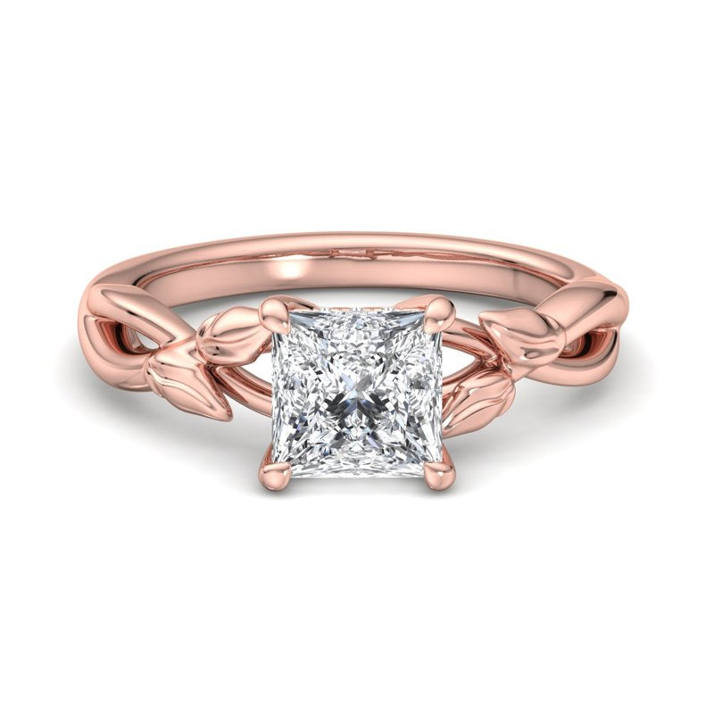 Nature-Inspired Princess Lab Grown Diamond Center Engagement Ring
