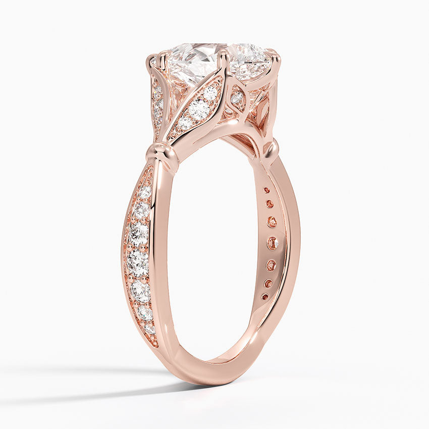 Leaf Embrace Split-Shank Pear Lab Grown Diamond Center Engagement Ring