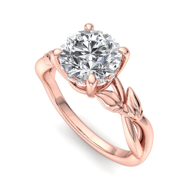 Nature-Inspired Round Lab Grown Diamond Center Engagement Ring