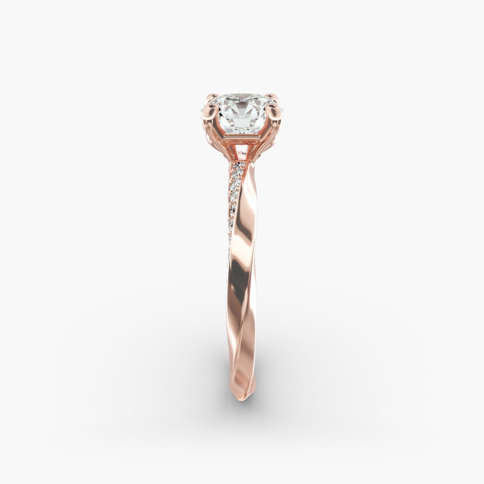 Twisted Sparkle Round Lab Grown Diamond Center Engagement Ring