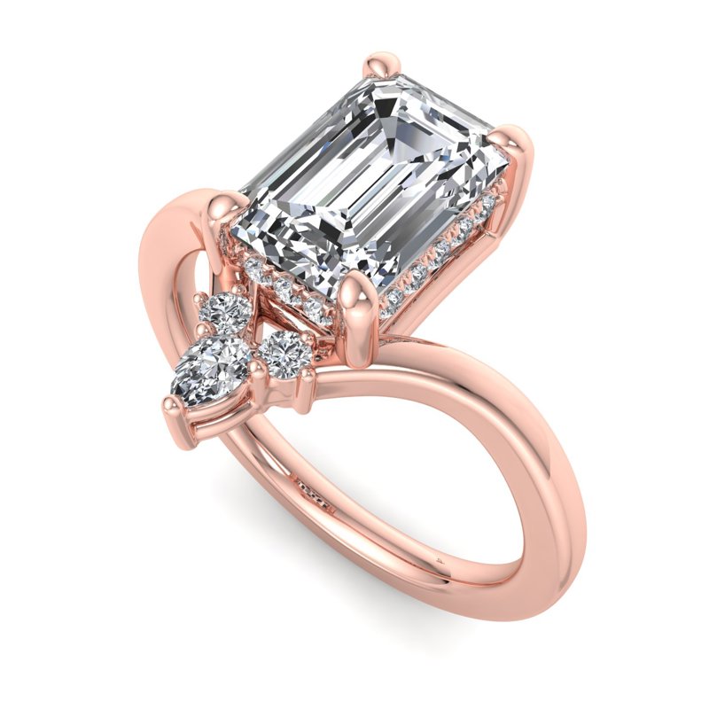 Radiant Tiered Sparkle Emerald Lab Grown Diamond Center Engagement Ring