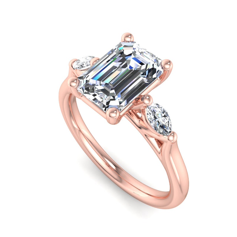 Classic Emerald-Cut Center with Side Accents Lab Grown Diamond Center Engagement Ring