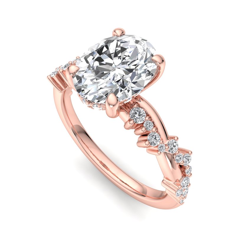 Classic Sparkle Pavé Oval Lab Grown Diamond Center Engagement Ring