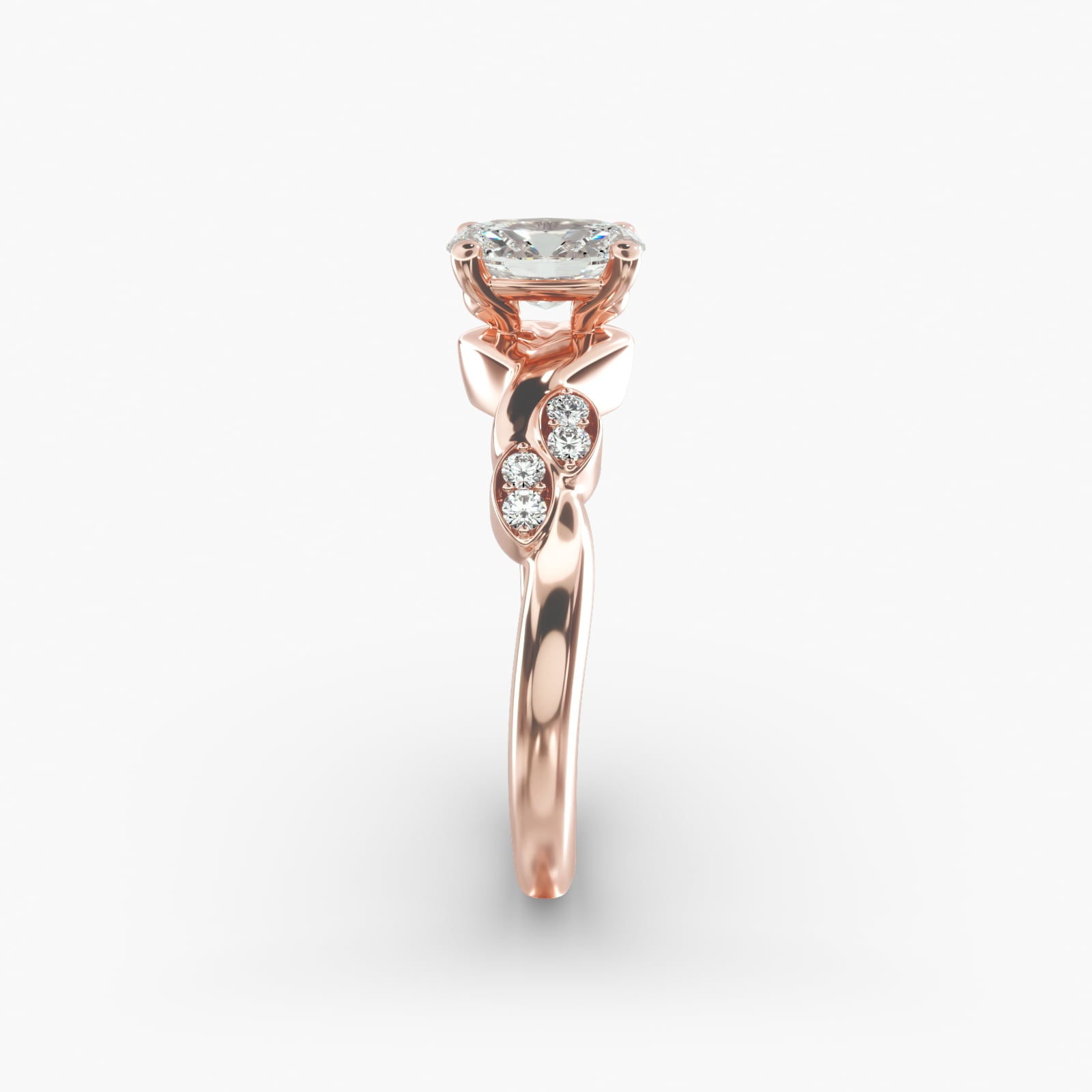 Floral Twist Cluster Oval Lab Grown Diamond Center Engagement Ring