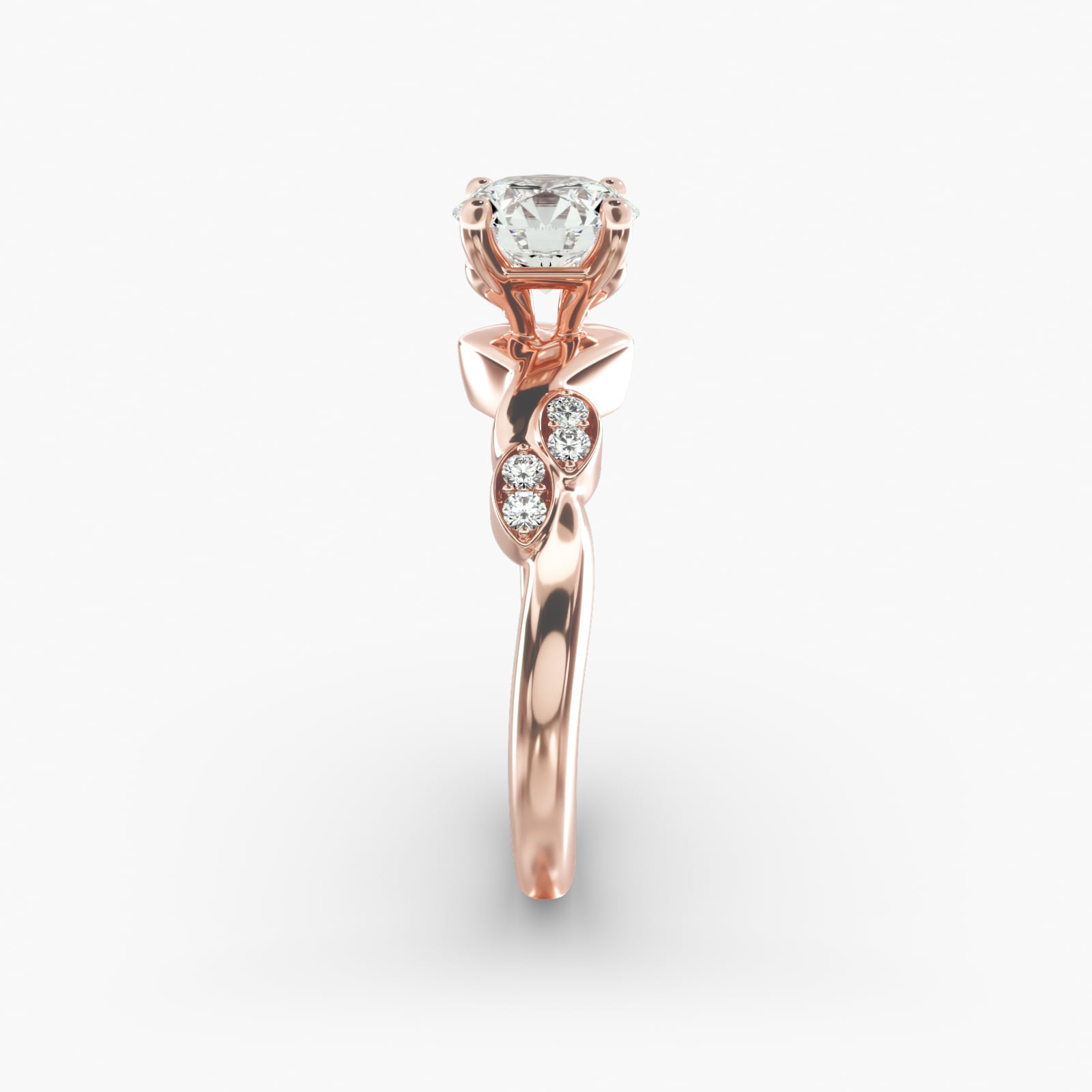Floral Twist Cluster Round Lab Grown Diamond Center Engagement Ring