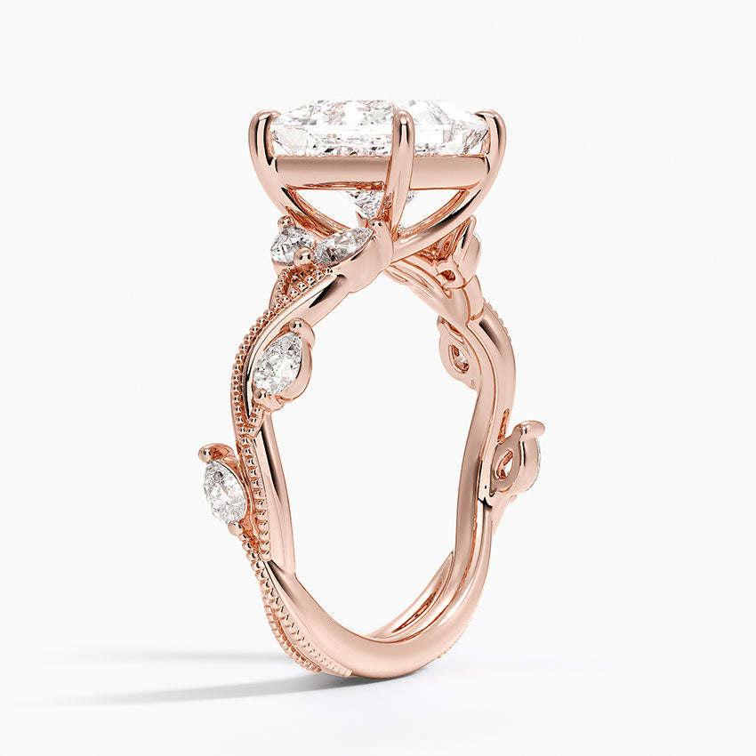 Vine Twist Milgrain Princess Lab Grown Diamond Center Engagement Ring