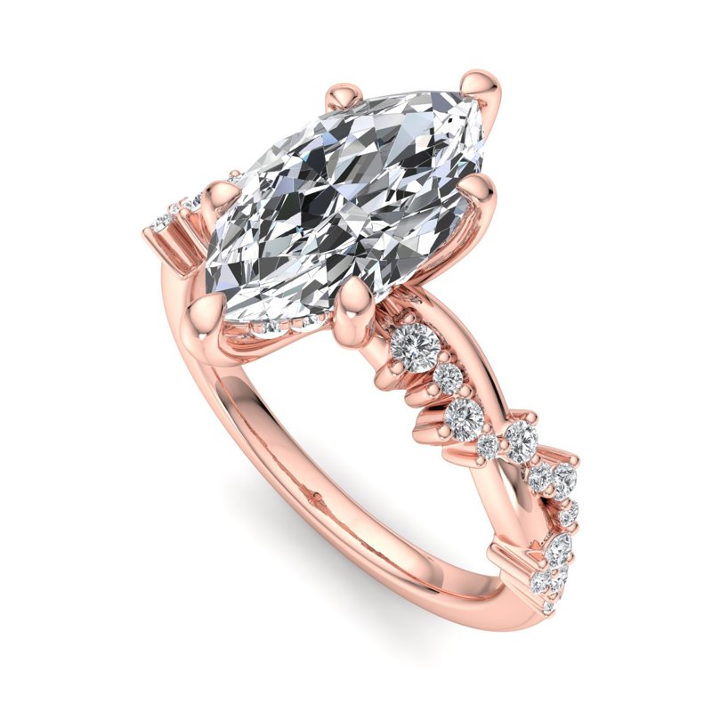 Classic Sparkle Pavé Marquise Lab Grown Diamond Center Engagement Ring