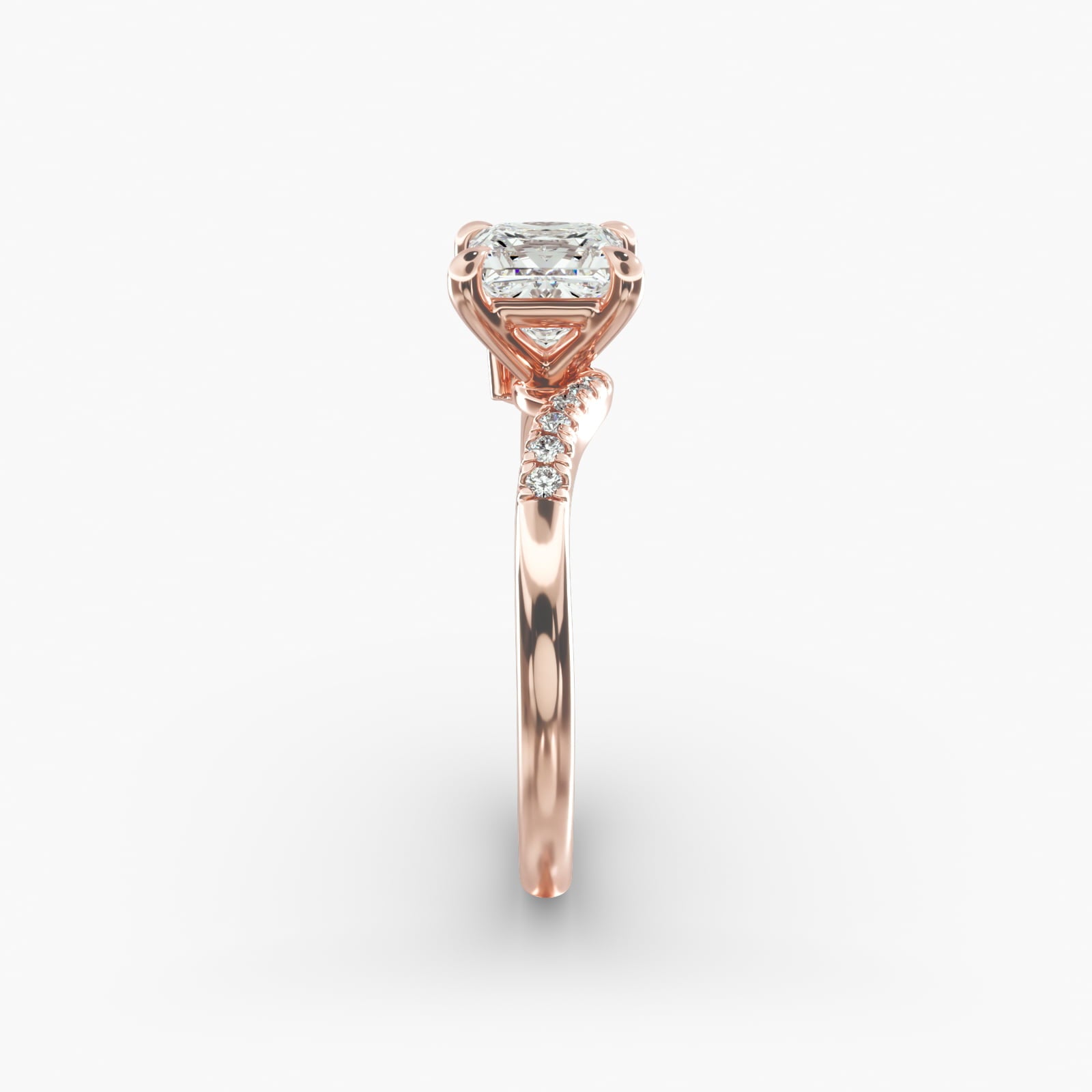 Asymmetric Elegance Princess Lab Grown Diamond Center Engagement Ring
