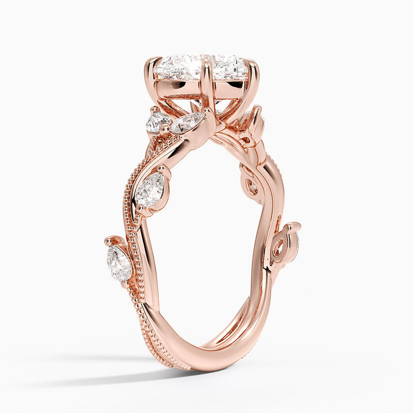 Vine Twist Milgrain Heart Lab Grown Diamond Center Engagement Ring