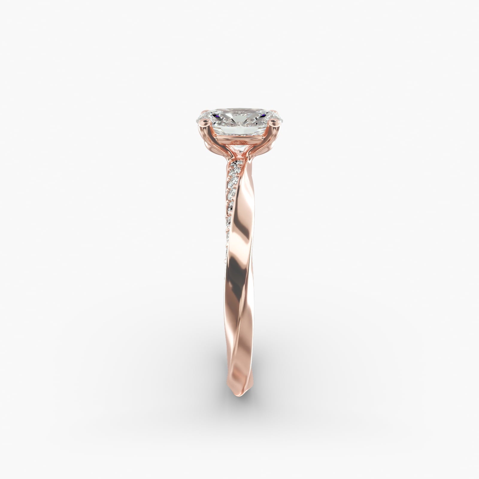 Twisted Sparkle Oval Lab Grown Diamond Center Engagement Ring