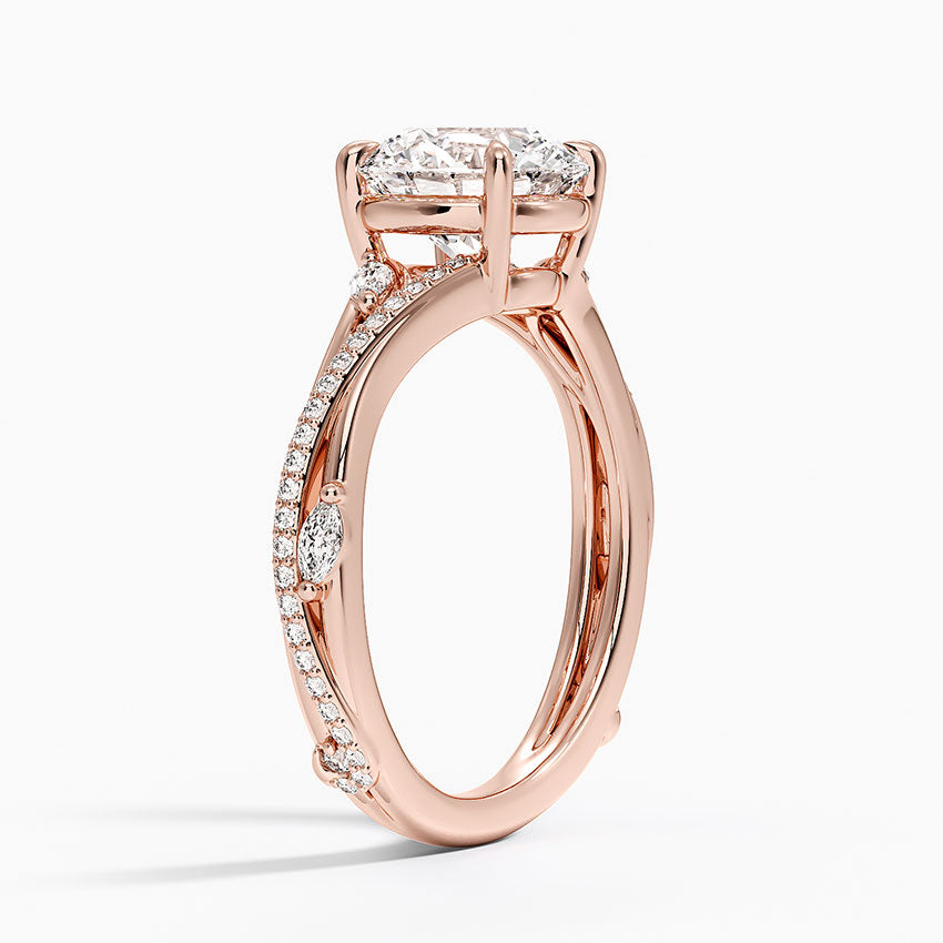 Split Vine Marquise Cluster Round Lab Grown Diamond Center Engagement Ring