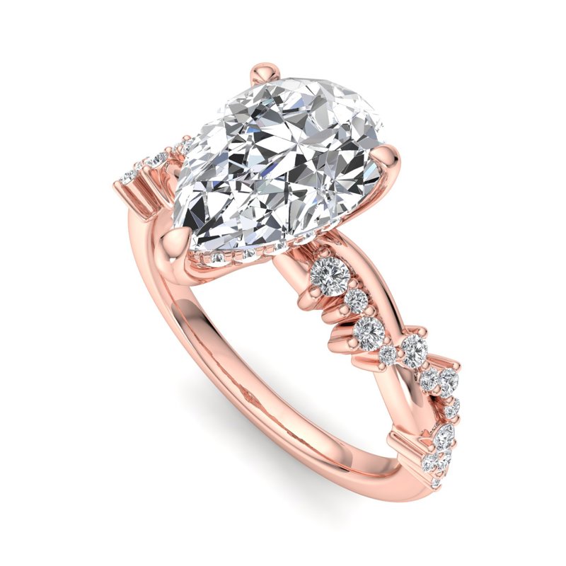 Classic Sparkle Pavé Pear Lab Grown Diamond Center Engagement Ring
