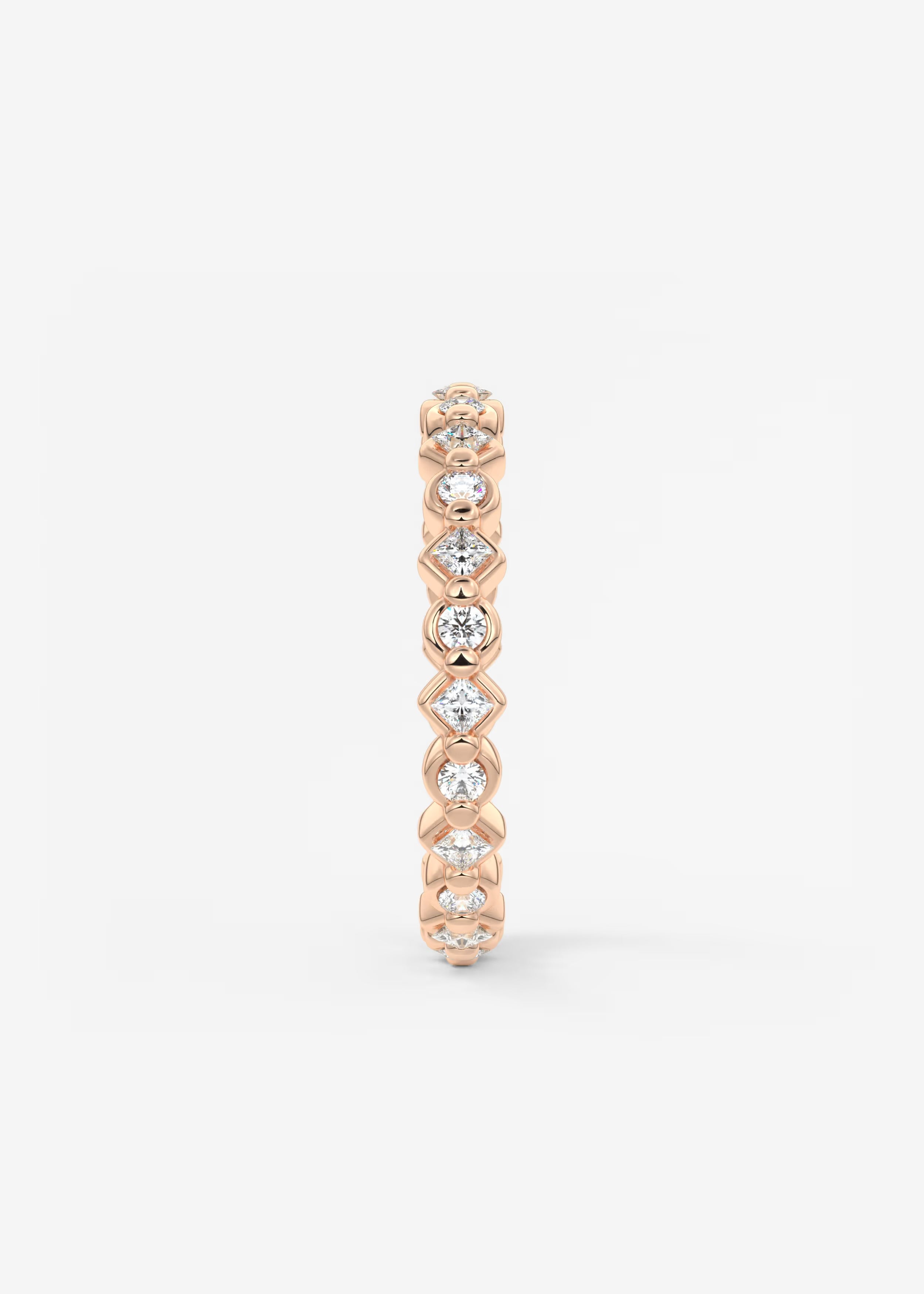 Gold Full Eternity Band with Raised Diamond‑Shaped Settings and Round Lab‑Grown Diamonds