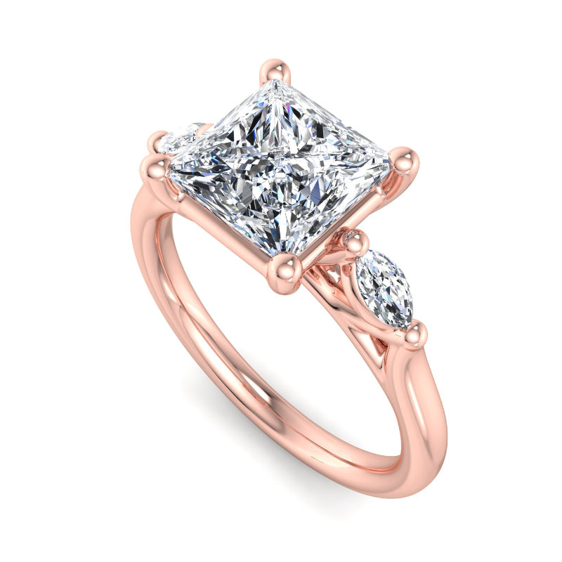 Classic Princess-Cut Center with Side Accents Lab Grown Diamond Center Engagement Ring