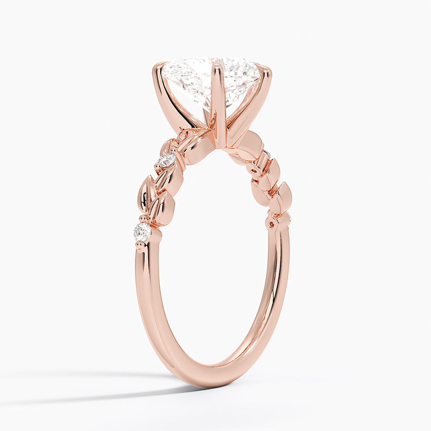 Vine Bloom Milgrain Heart Lab Grown Diamond Center Engagement Ring