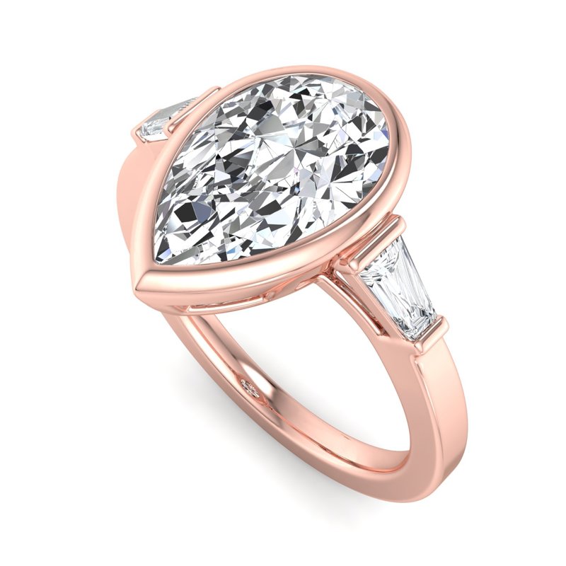 Timeless Bezel-Set Pear Lab Grown Diamond Center Engagement Ring