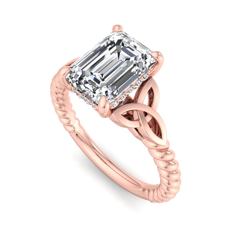 Twisted Vine Artisan Emerald Lab Grown Diamond Center Engagement Ring