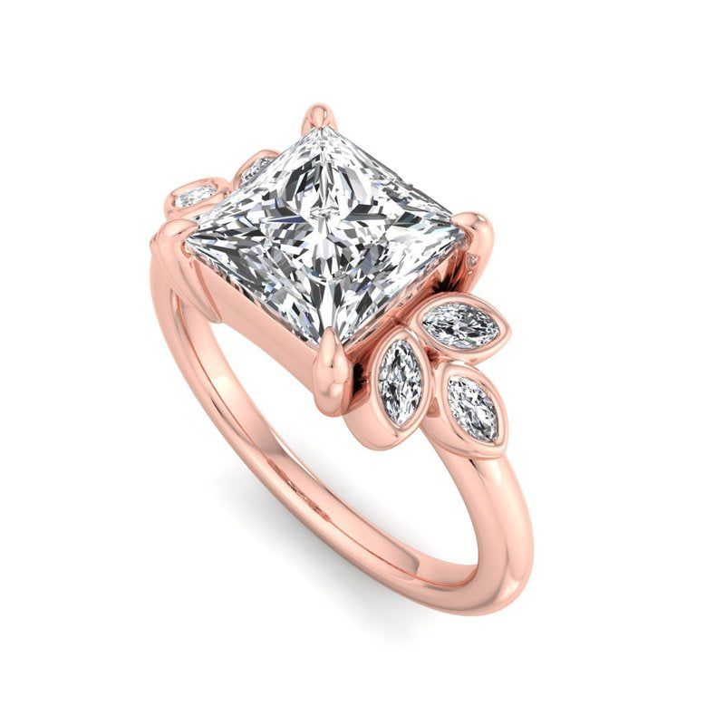 Floral Radiance Princess Lab Grown Diamond Center Engagement Ring