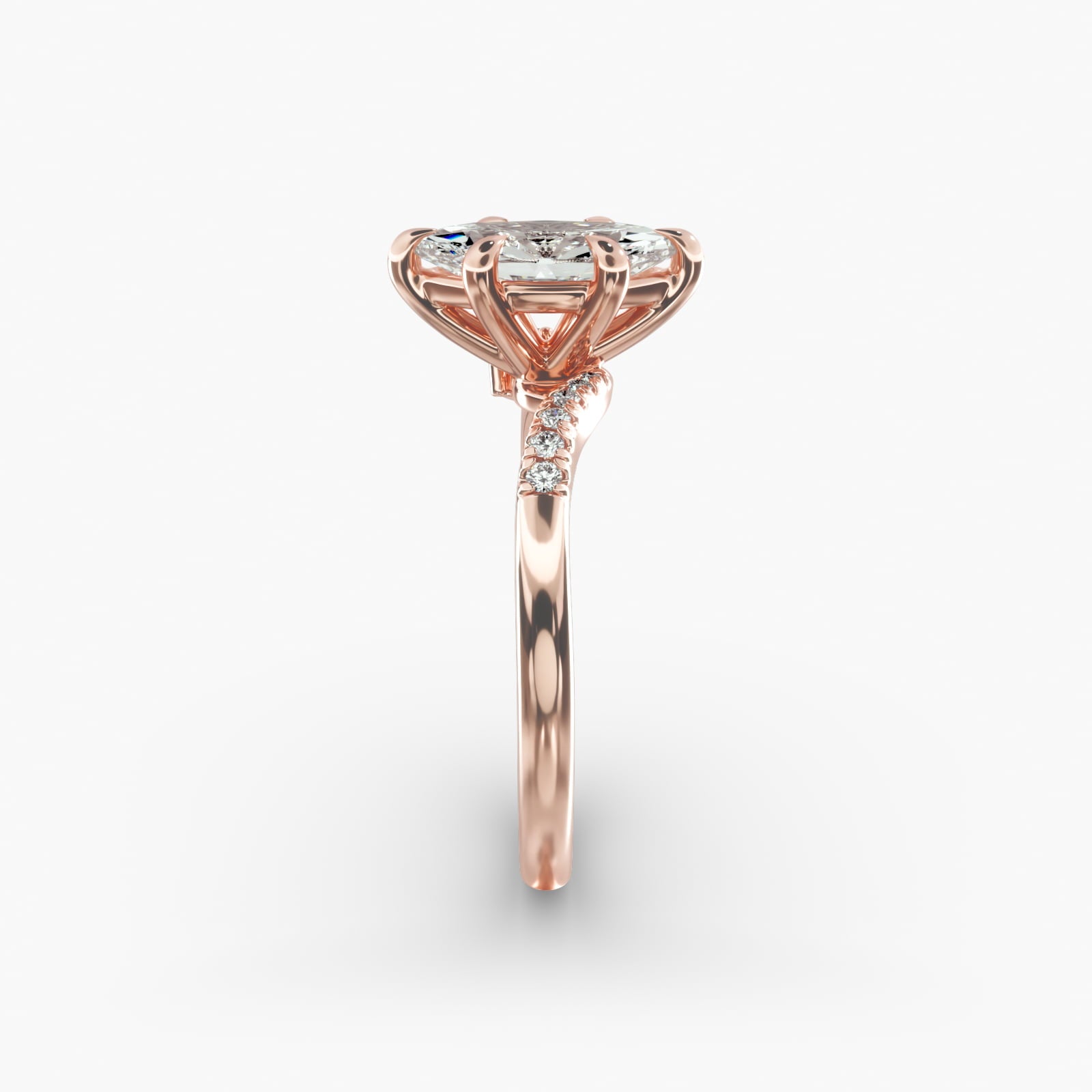 Asymmetric Elegance Marquise Lab Grown Diamond Center Engagement Ring