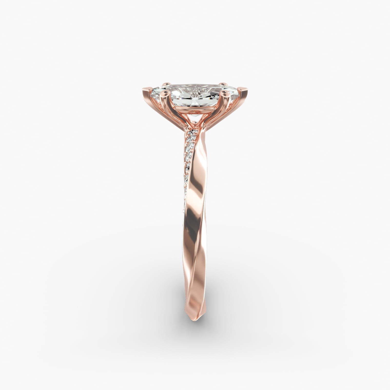 Twisted Sparkle Marquise Lab Grown Diamond Center Engagement Ring