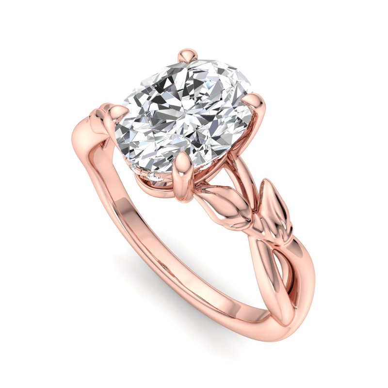 Nature-Inspired Oval Lab Grown Diamond Center Engagement Ring
