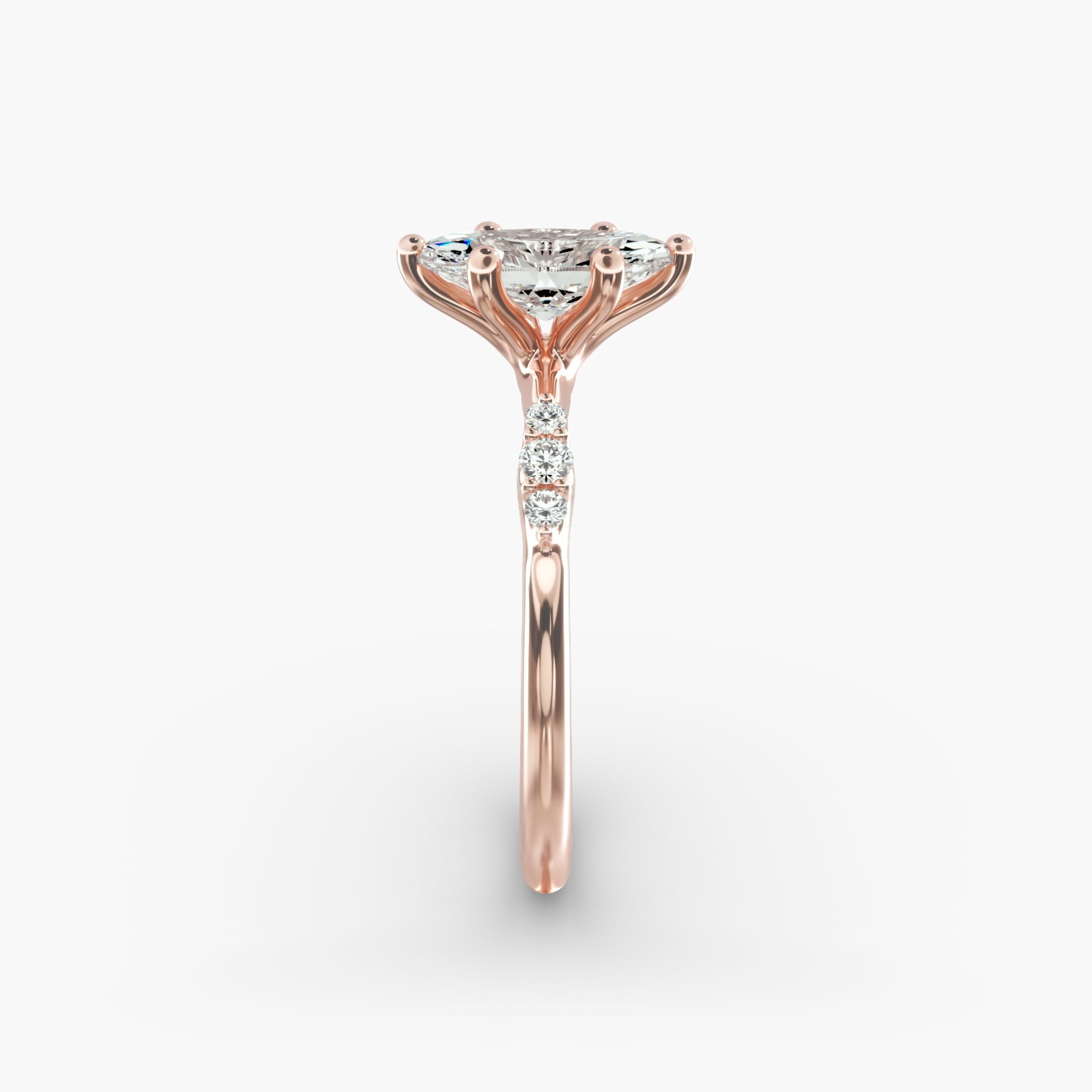 Graduated Sparkle Marquise Lab Grown Diamond Center Engagement Ring