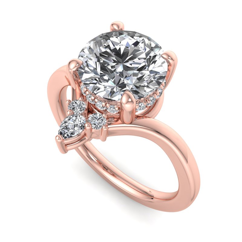 Radiant Tiered Sparkle Round Lab Grown Diamond Center Engagement Ring