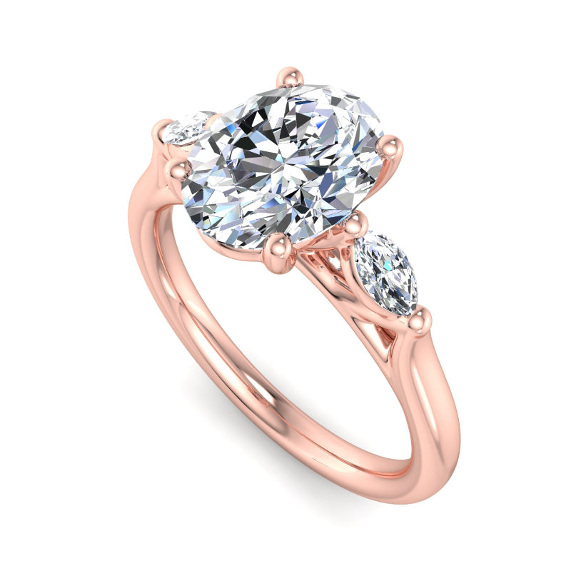 Classic Oval-Cut Center with Side Accents Lab Grown Diamond Center Engagement Ring