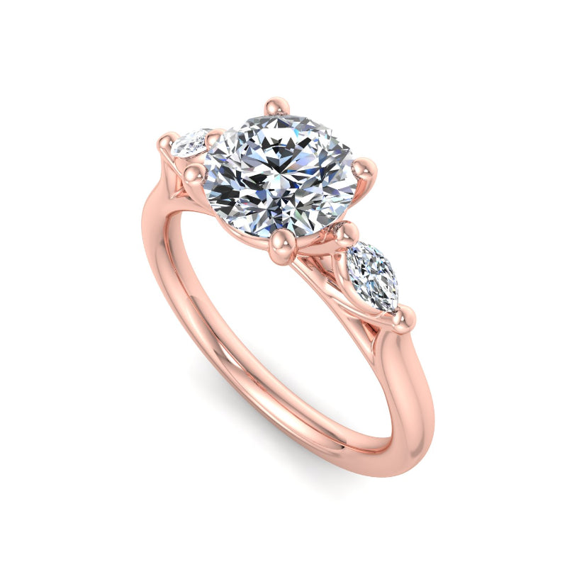 Classic Round-Cut Center with Side Accents Lab Grown Diamond Center Engagement Ring