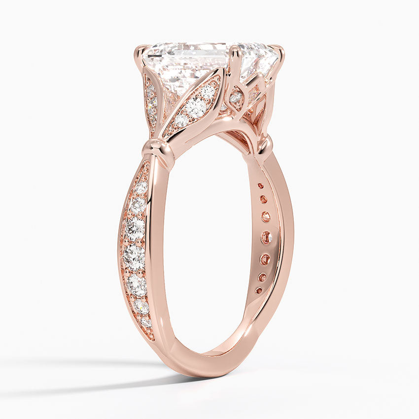 Leaf Embrace Split-Shank Emerald Lab Grown Diamond Center Engagement Ring