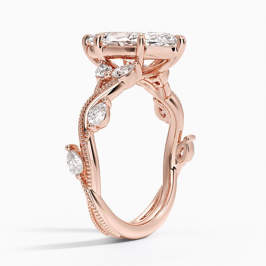Vine Twist Milgrain Marquise Lab Grown Diamond Center Engagement Ring