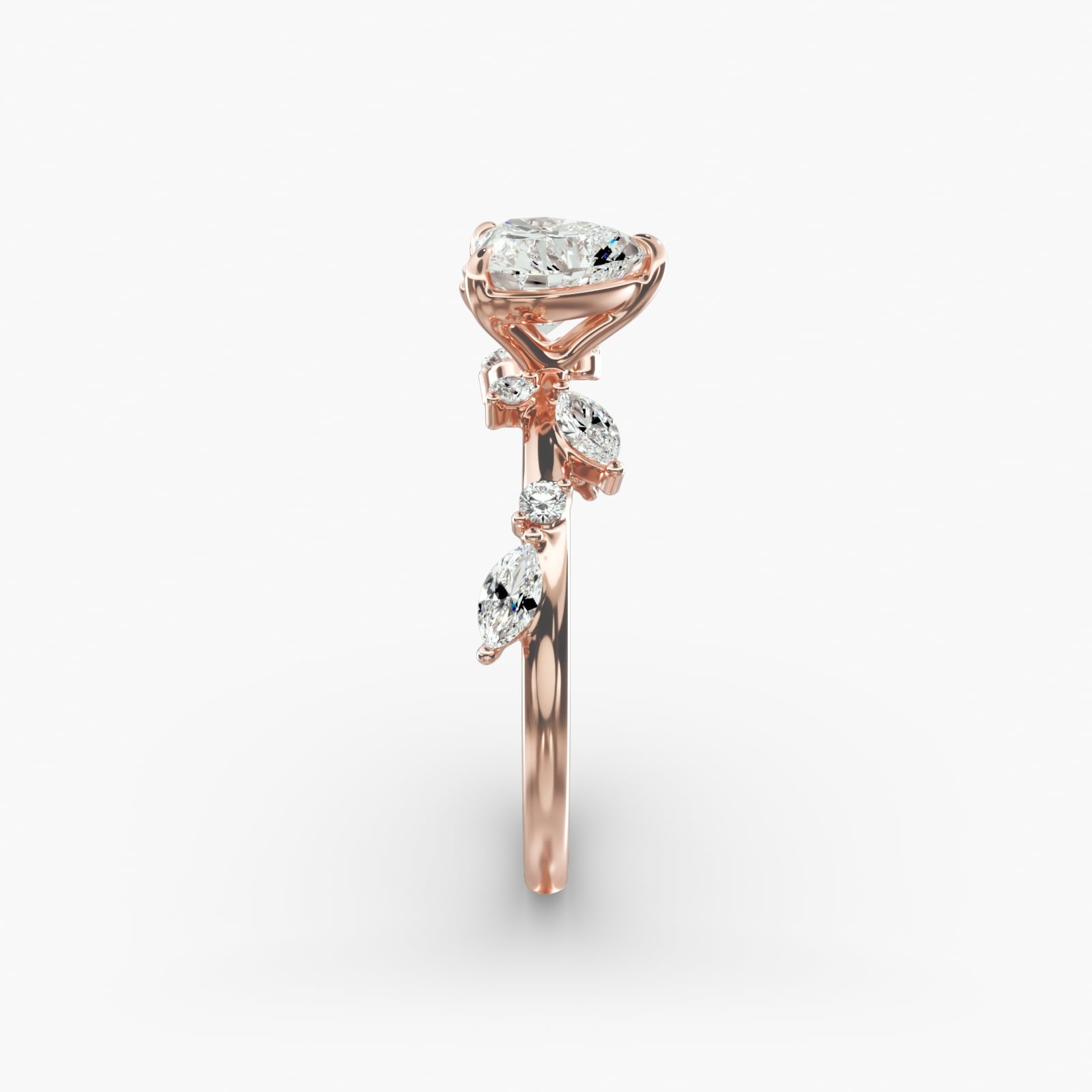 Symphony of Light Floral Heart Lab Grown Diamond Center Engagement Ring