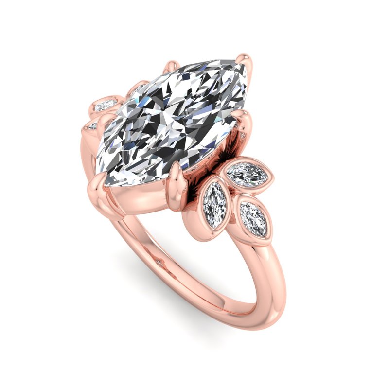 Floral Radiance Marquise Lab Grown Diamond Center Engagement Ring