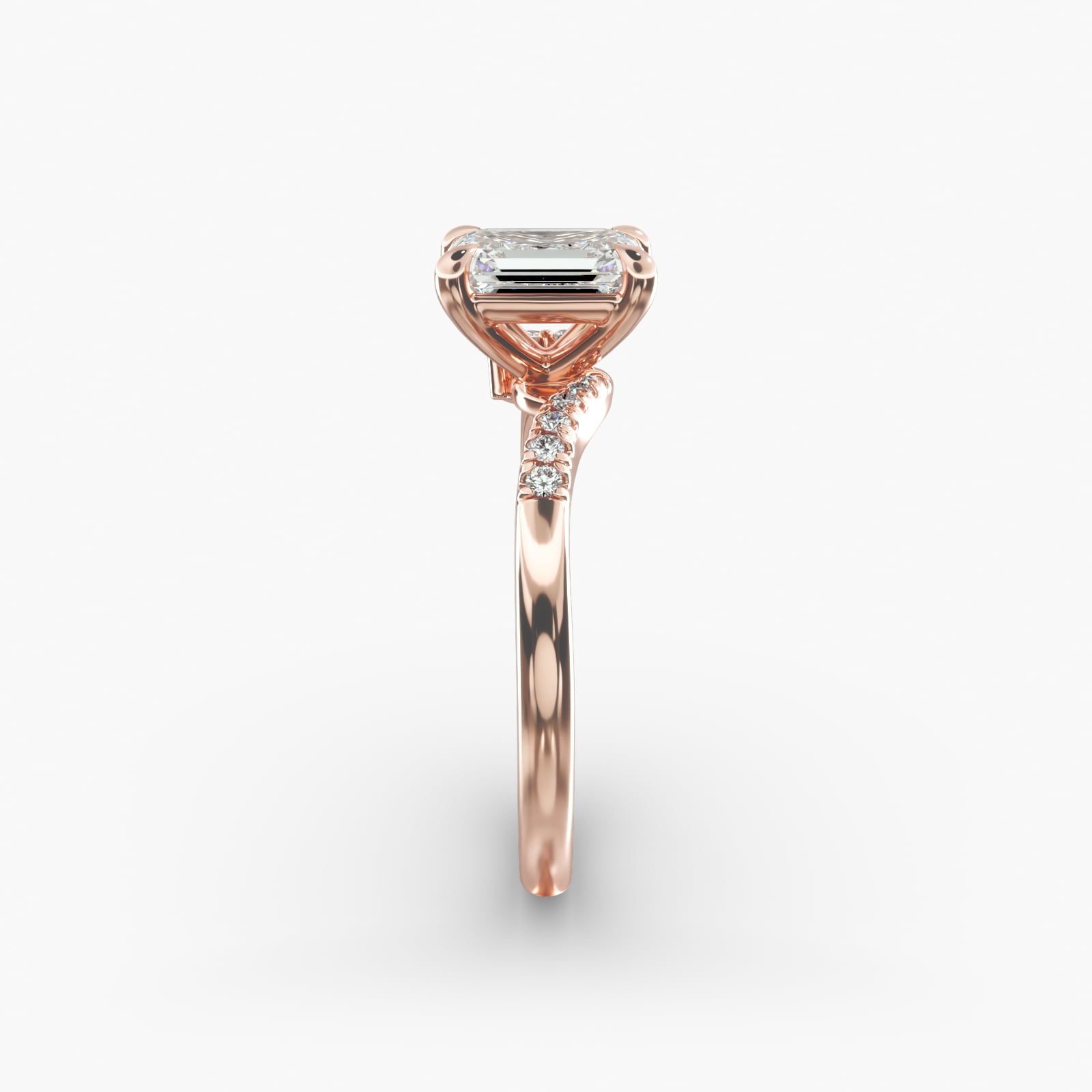 Asymmetric Elegance Emerald Lab Grown Diamond Center Engagement Ring
