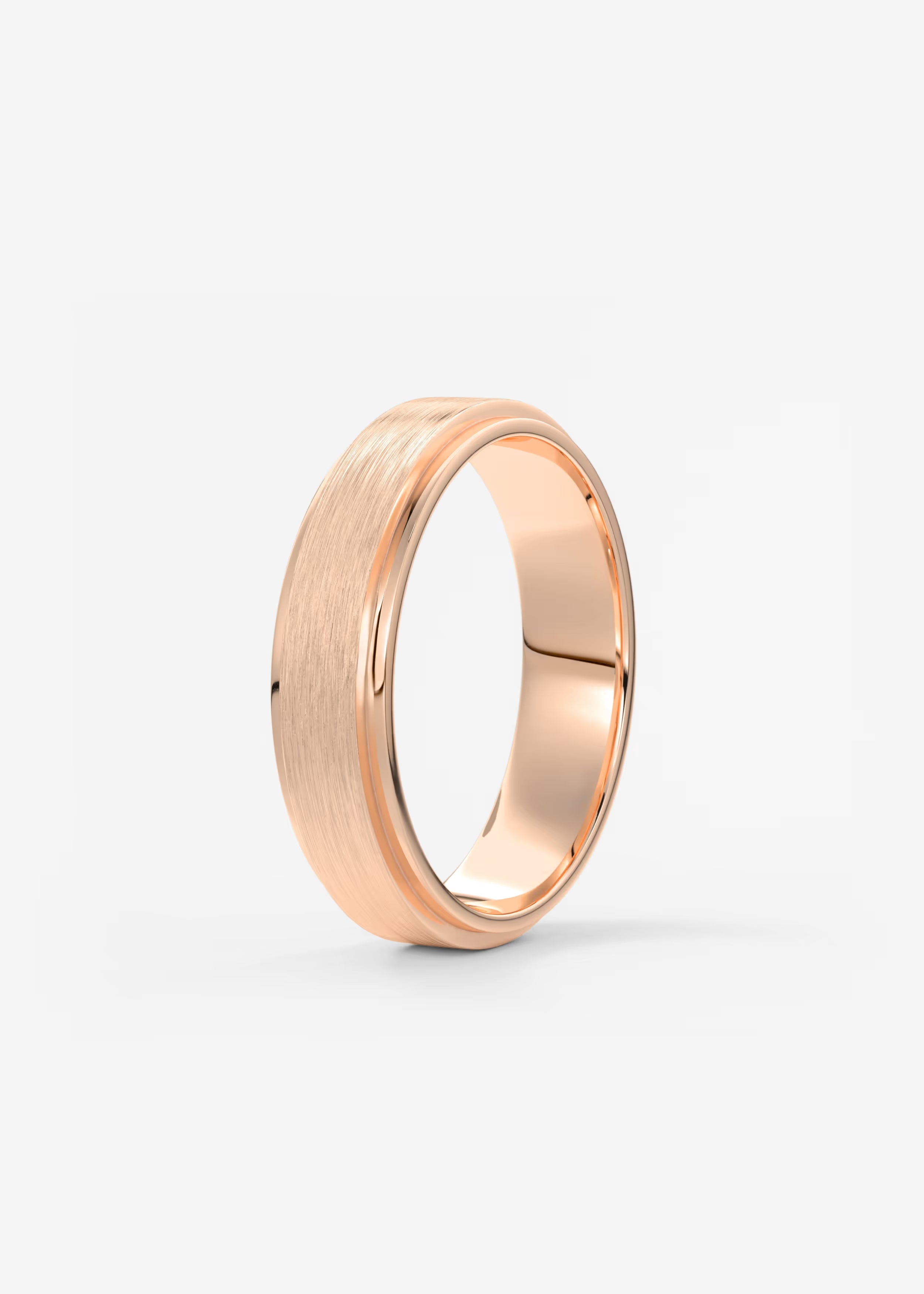 Matte Brushed Gold Band with Polished Interior and Beveled Edge
