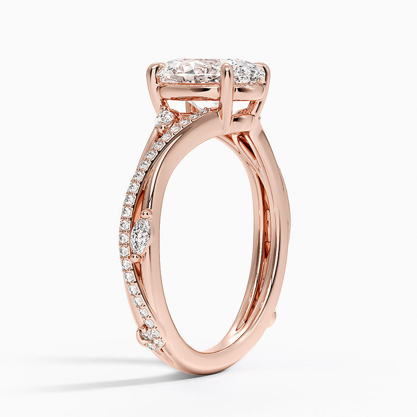 Split Vine Marquise Cluster Oval Lab Grown Diamond Center Engagement Ring