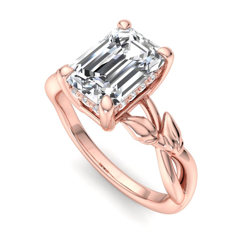 Nature-Inspired Emerald Lab Grown Diamond Center Engagement Ring