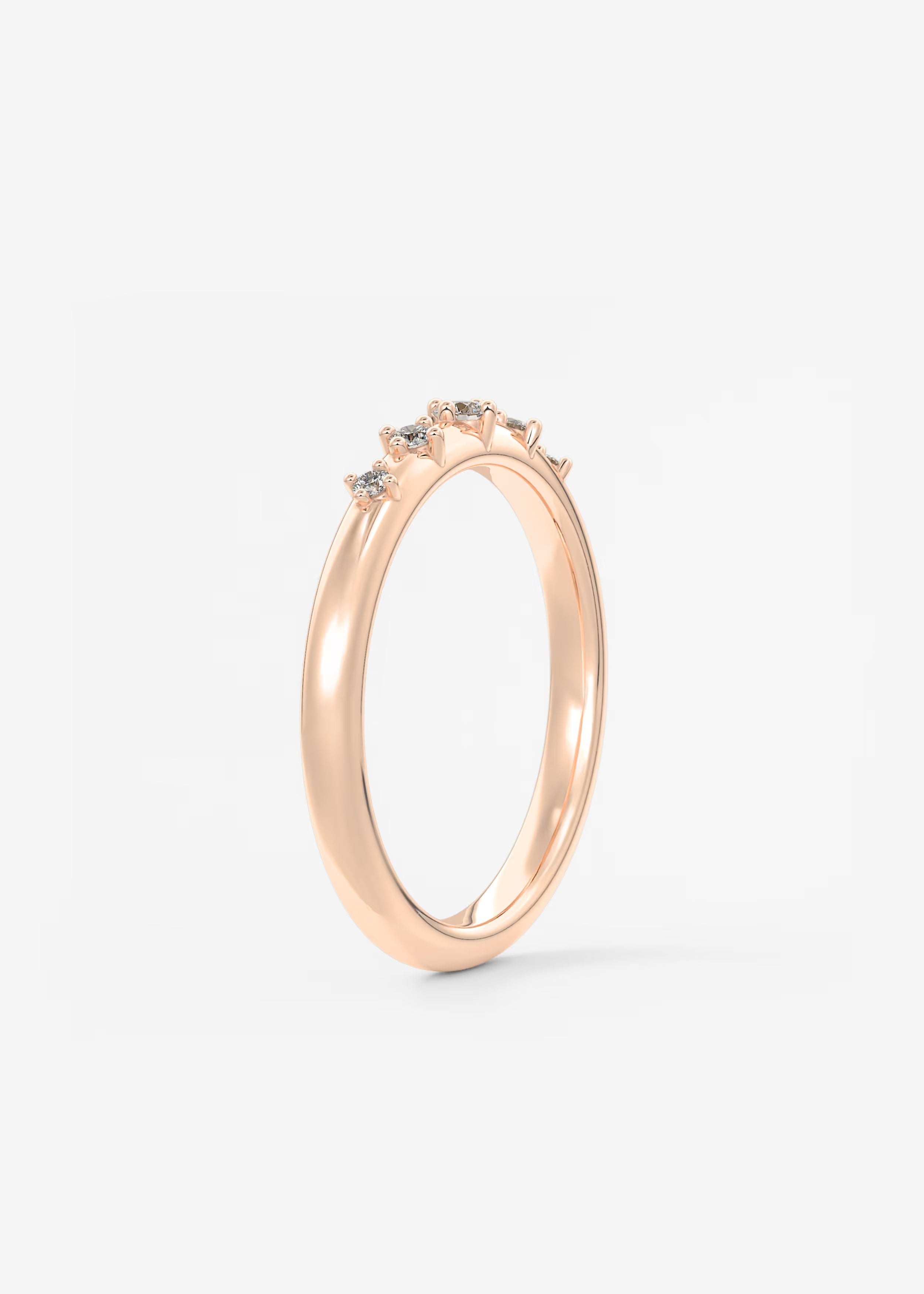 Gold Band with Evenly Spaced Round Lab‑Grown Diamond Accents