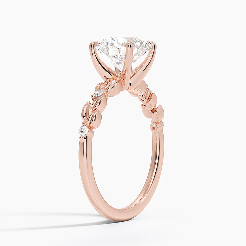 Vine Bloom Milgrain Round Lab Grown Diamond Center Engagement Ring