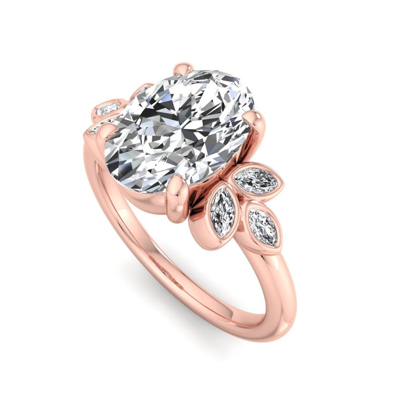 Floral Radiance Oval Lab Grown Diamond Center Engagement Ring