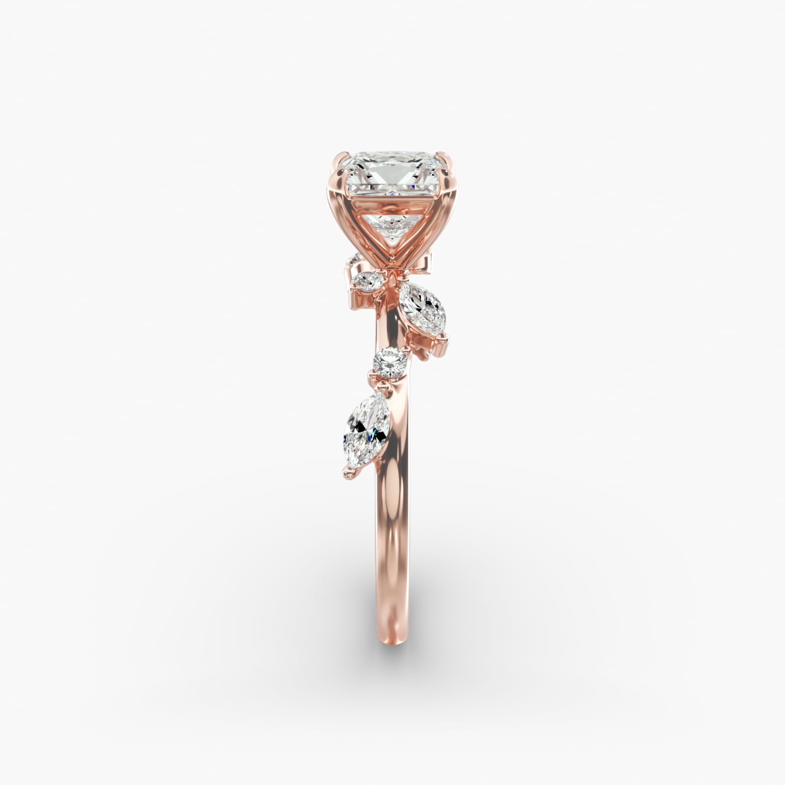 Symphony of Light Floral Princess Lab Grown Diamond Center Engagement Ring